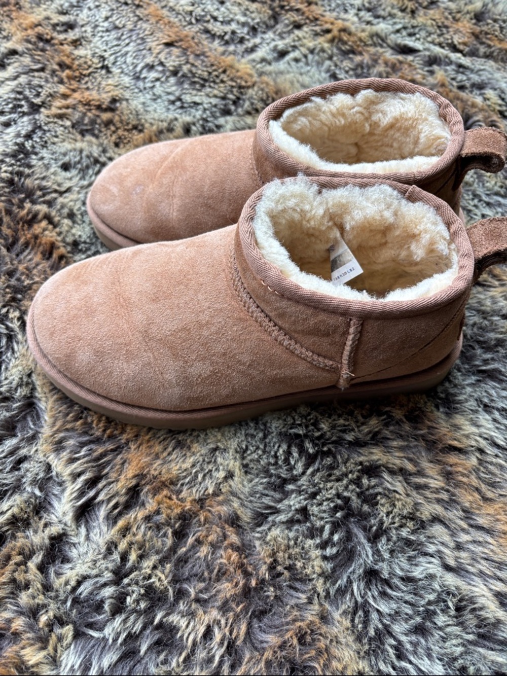 UGG Classic Ultra Mini Chestnut Suede Ankle Boot with Pull Tab